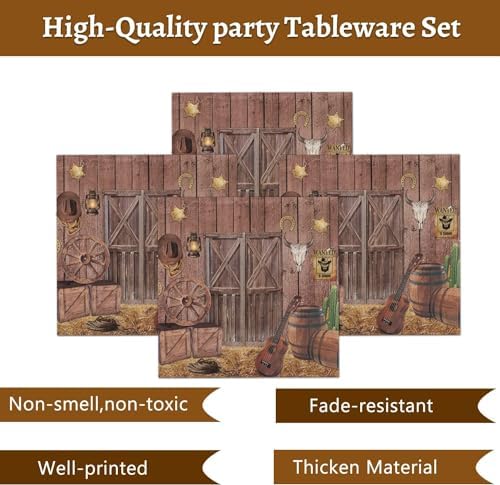 Oigco Wild West Party Plates and Napkins Set for 24 Guests