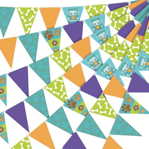 5 Pcs Cartoon Dog Triangle Pennant Banner Set