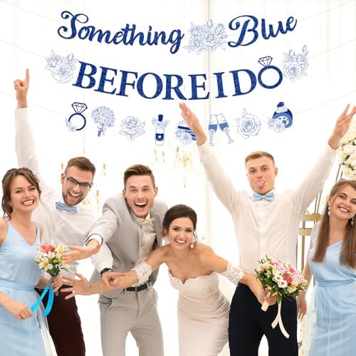 Something Blue Bridal Shower Decorations 3 Pcs Pre-Strung