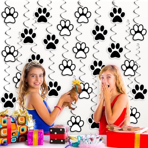 24 Pcs Dog Paw Print Party Hanging Streamers