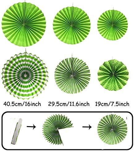 ZERODECO Green Confetti Balloons Fan Decor Set