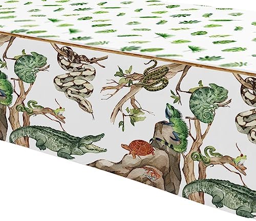 Reptile Birthday Tablecloth Set - 4 Pack 54x108 Inches