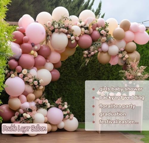Dusty Pink Balloon Arch Kit 112pcs for Boho Parties