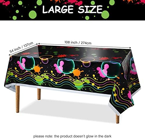 Tatuo 3 Pcs Neon Tablecloths 54x108 Inches Glow in the Dark Party Covers