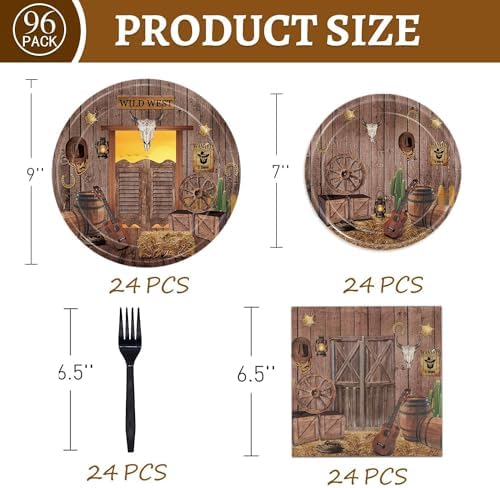Oigco Wild West Party Plates and Napkins Set for 24 Guests
