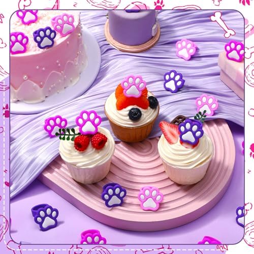 48 Pcs Dog Theme Cupcake Rings Toppers Decorations