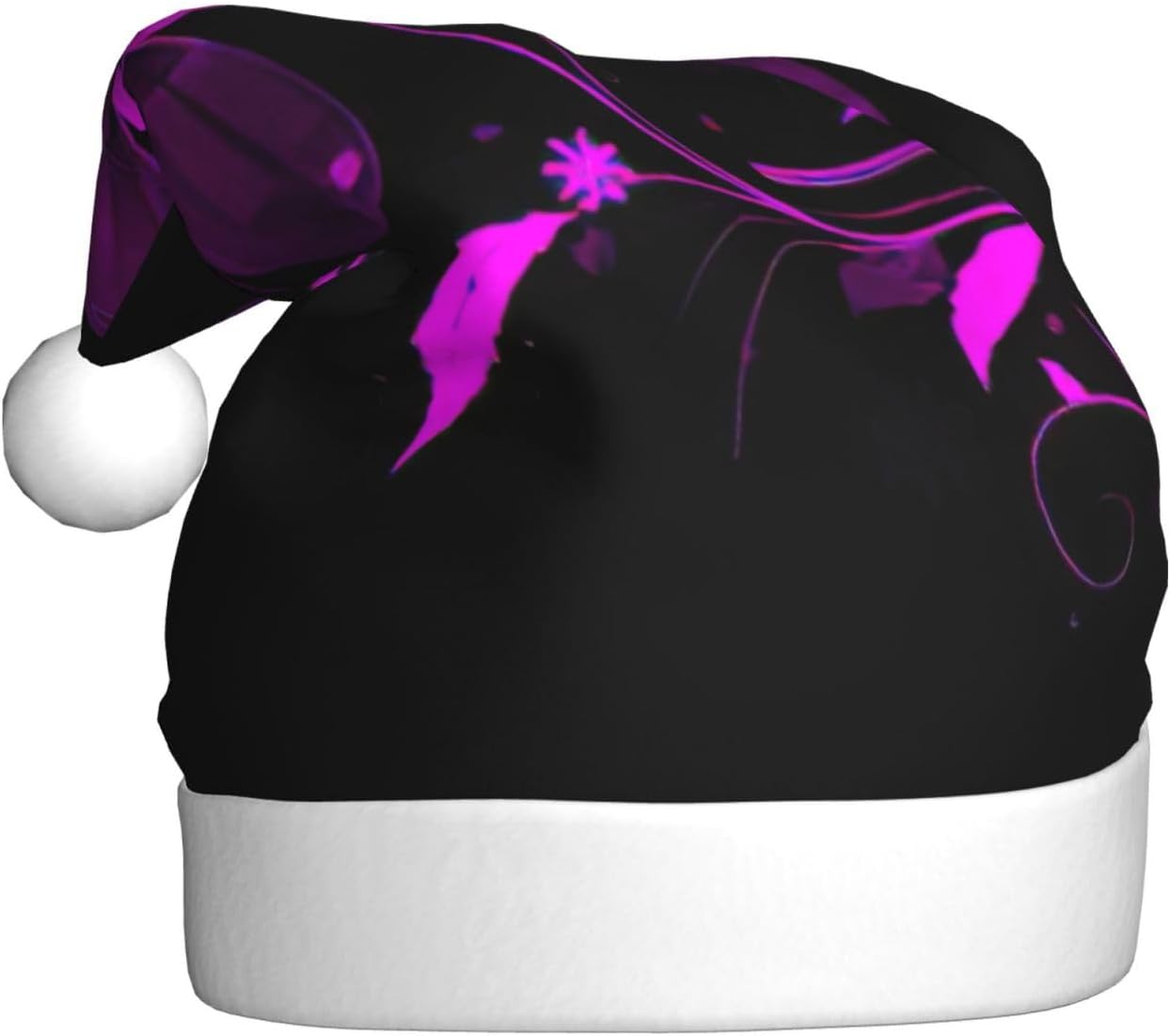 QINZHENG Purple Black Butterfly Print Santa Hat