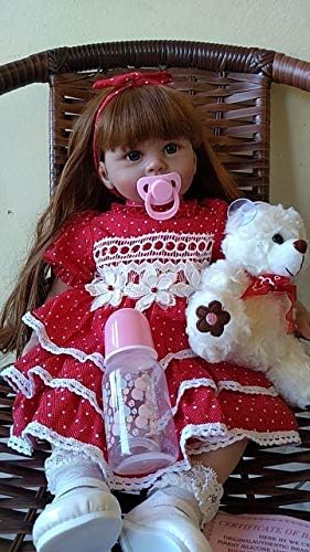 Angelbaby Cute Reborn Silicone Toddler Doll with Red Dress