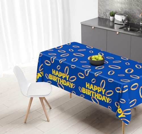 3 Pcs Blue with Gold Ring Print Tablecloth for Birthday Parties