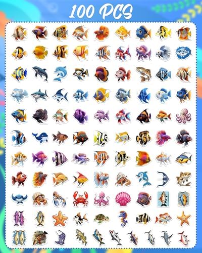 Ocean Animal Stickers for Kids 100 Pcs Waterproof