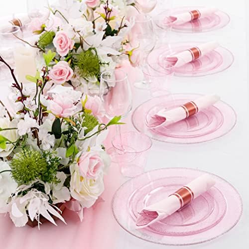 DaYammi 350PCS Rose Gold Glitter Dinnerware Set
