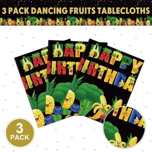 Tiamon 3 Pcs Fruit Tablecloths 54x108 Inch Birthday Party Decorations