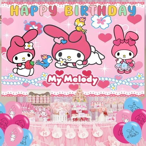 Cute Melody Birthday Backdrop Banner 5x3 for Kids