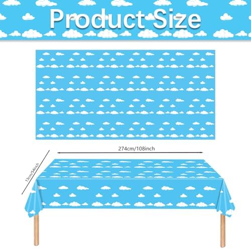 Blue Sky White Clouds Party Tablecloth 54x108 Inch