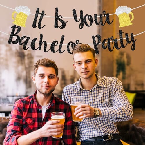 Sursurprise Bachelor Party Banner Black Gold Rectangular