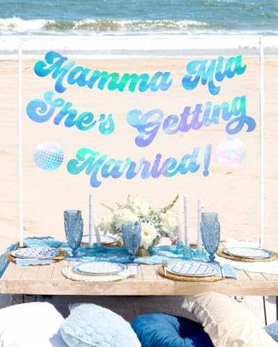 Xo Fetti Mamma Mia Shes Getting Married Banner Blue Iridescent Foil 5 Ft