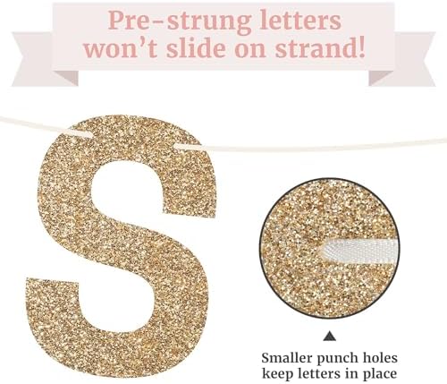 Gold Glitter She Said Yes Pre-Strung Banner - No DIY