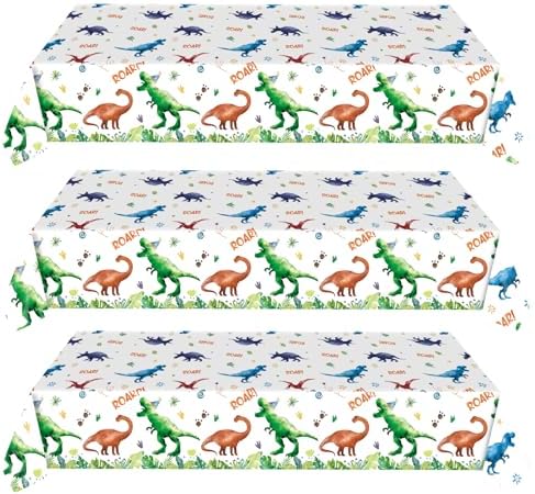 3 Pcs Dinosaur Tablecloth for Kids Birthday Party