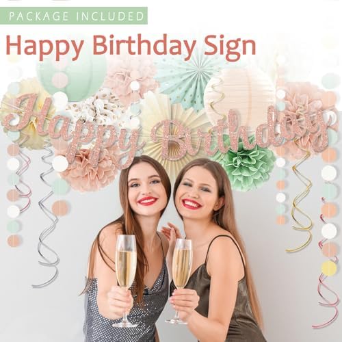 Sage Green Blush Pink Birthday Decorations for Women Girls