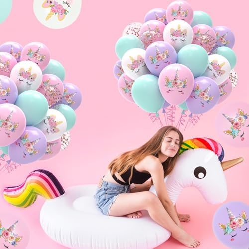 QIFU Unicorn Pastel Balloons 51pcs Party Decorations