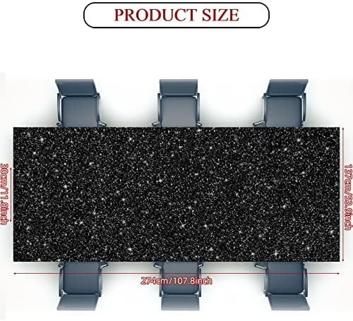 3 Pcs Black Glitter Tablecloth for Themed Parties