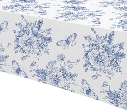 Blue and White Floral Tablecloths 3pcs Disposable Party Decorations