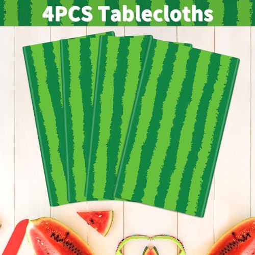 4 Pack Watermelon Rind Tablecloths Green Melon Party Decor