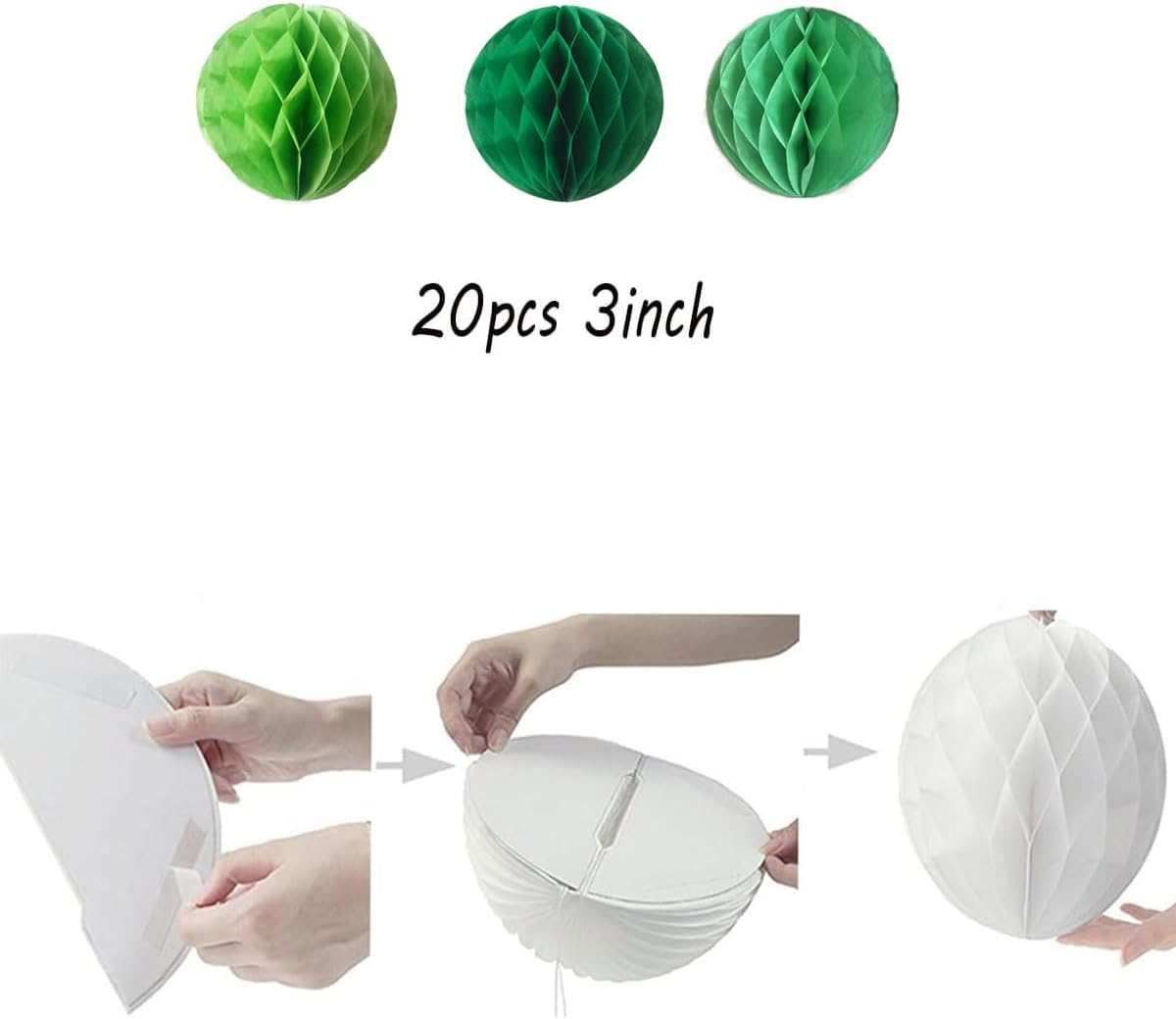 20pcs 3inch Green Honeycomb Flower Balls for Party Decorations