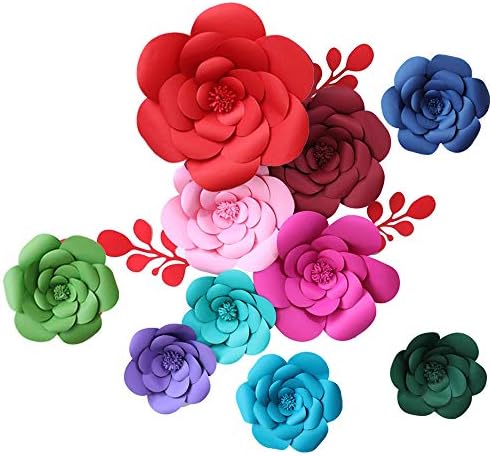 LG-Free 2pcs 12inch Dark Green Paper Flower Backdrop Set