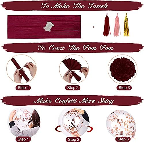 Burgundy Birthday Decorations Set with Balloons and Banner