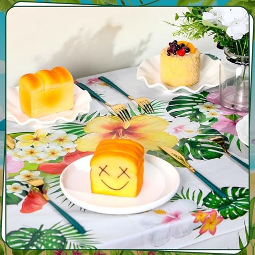 Tatuo 3 Pcs Plastic Hawaiian Tablecloths Green Summer Party Decorations