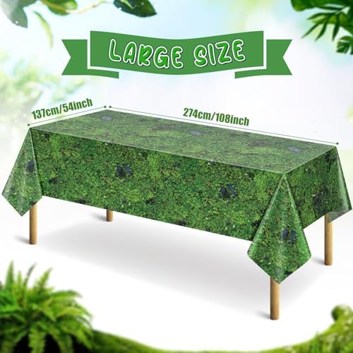 3Pcs Green Moss Print Tablecloths for Picnic and Forest Party