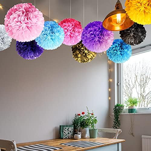 WIRESTER 5 Pcs 6 Inch Light Green Tissue Paper Flower Pom Poms