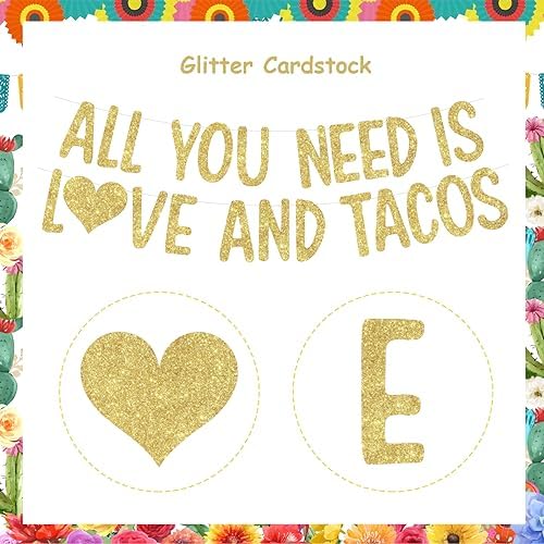 Mexican Fiesta Bridal Shower Decor Banner Gold