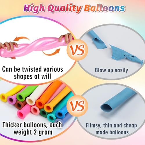 100 Pcs 260Q Balloons Kit with Pump for Kids