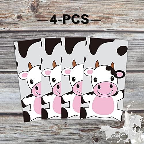 4 Pcs Cow Print Plastic Tablecloths Farm Animal Themed Party Supplies
