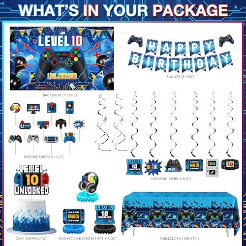Level 10 Video Game Birthday Decorations for Boys