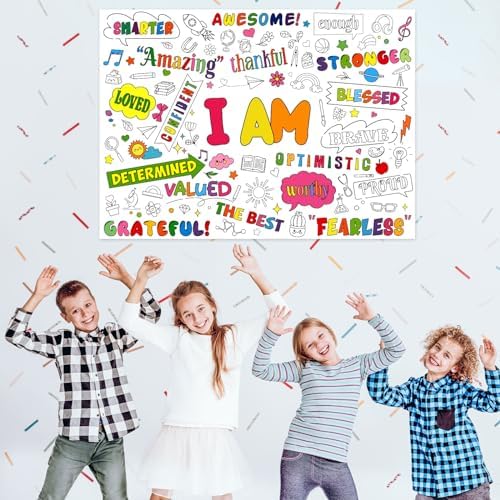Positive Affirmations Coloring Poster for Kids