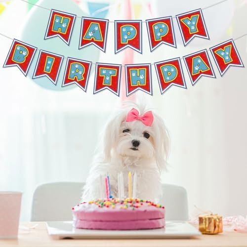 Dog Paw Happy Birthday Banner for Kids