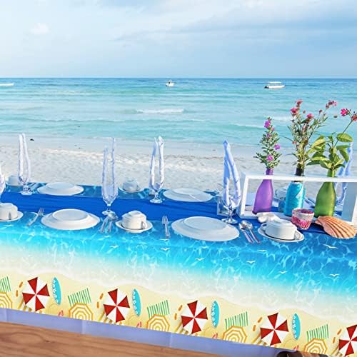 PHOGARY 3 Pieces Ocean Waves Tablecloths for Beach Parties