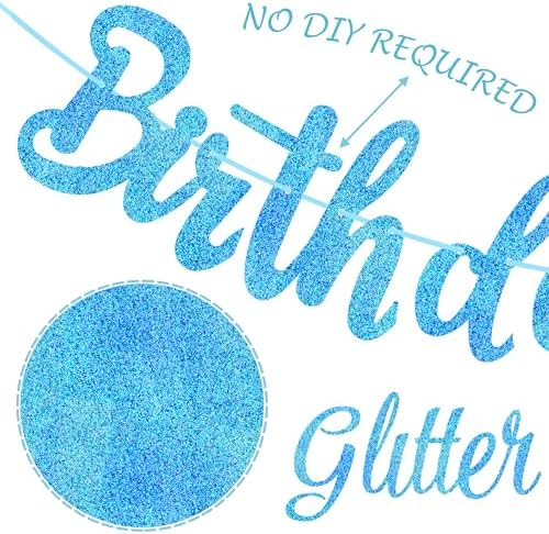 Glitter Blue Pool Birthday Banners with Cutouts