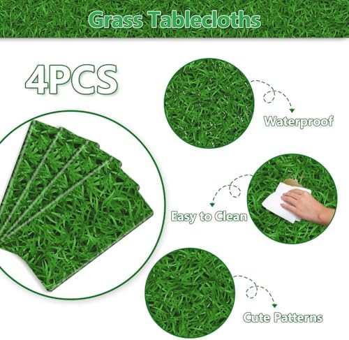 4 Pcs Green Grass Tablecloths for Golf Party Decorations