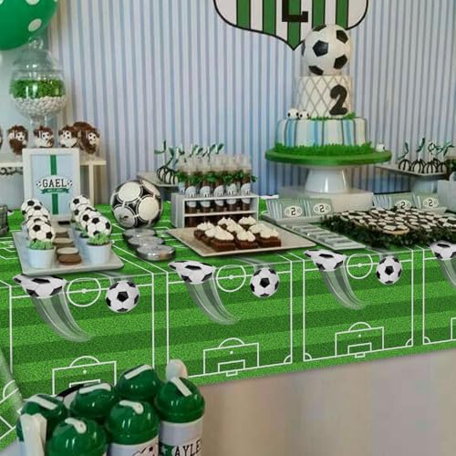 4 Pack Soccer Theme Tablecloths for Parties