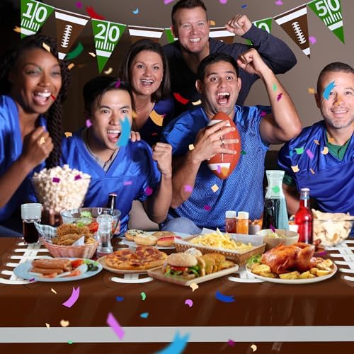 MATUFF Football Tablecloth 54x108 2 Pack with 2 Triangle Banners