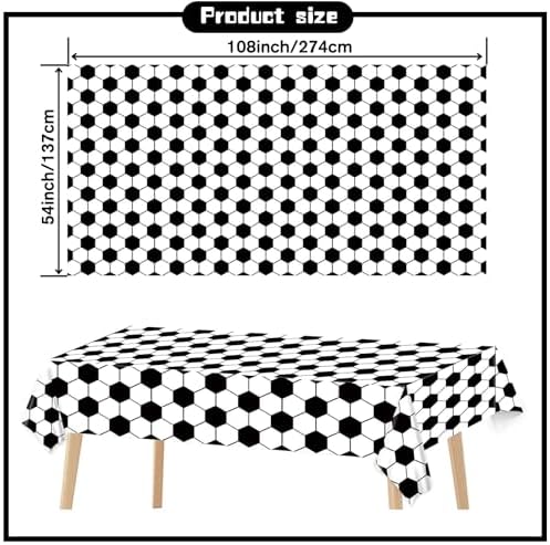 Kesfey Soccer Party Tablecloths 3 Pack 54x108 Inches