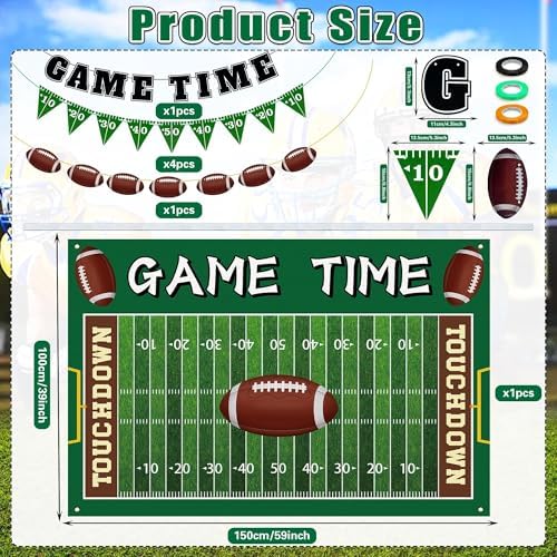 7 PCS Football Party Decorations Banner Backdrop