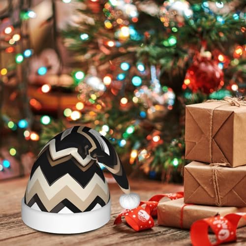QINZHENG Zigzag Print Santa Hat for Women