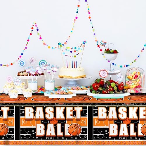 2 Pack Basketball Themed Tablecloths for Parties
