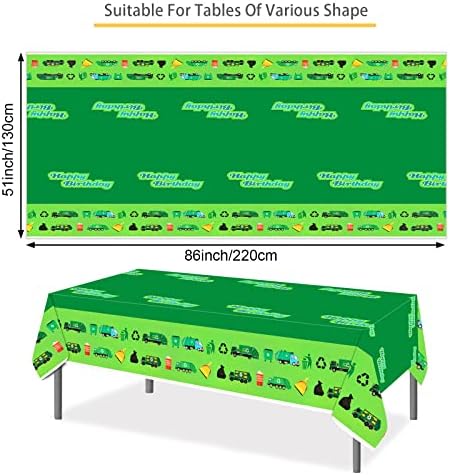 PHOGARY 2 Pack Garbage Truck Tablecloths for Birthday Party Supplies