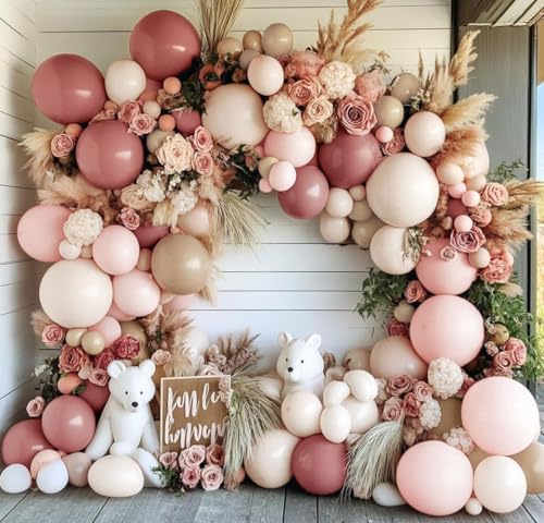 Dusty Pink Balloon Arch Kit 112pcs for Boho Parties